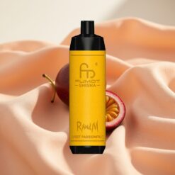 RandM Fumot Shisha 10000 Puffs Disposable Vape LED Indicator 18ml 850mAh Typ-C 0,6ohm Mesh Sweet Passion Fruit 0,5% Nikotin