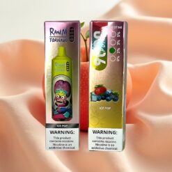 RandM Tornado 9000 Puffs 850 mAh 18 mL Mesh Coil RGB Display 54 Sorten Ice Pop